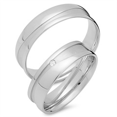 Unique Trouwringen 8 Karaat Witgoud Met Diamant