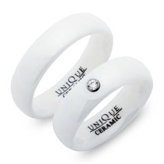 Unique Witte Keramische Trouwringen 6mm Gepolijst