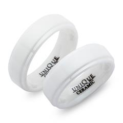 Unique Witte Keramische Trouwringen 7mm Mat