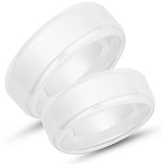 Unique Witte Keramische Trouwringen 8mm Mat