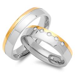 Unique Trouwringen Roestvrij Staal Deel Verguld 5mm Cubic Zirconia