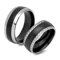 Unique Trouwring Tweekleurig Cubic Zirconia 8 mm Breed