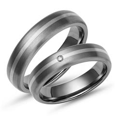 Unique Trouwringen Titanium Trouwringen Zilver Inleg