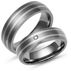 Unique Trouwringen Titanium Trouwringen Zilver Inleg