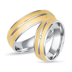 Unique Bicolour 925 Vivo Zilveren Trouwring Met Zirkonia