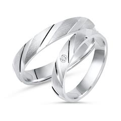 Unique Trouwringen Zilveren Trouwringen 925 Gravure Cubic Zirconia