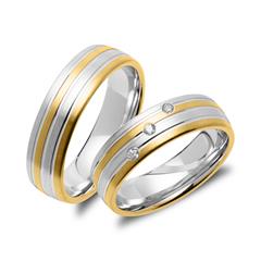 Vivo Trouwring Gezet In Sterling Zilver Deels Verguld