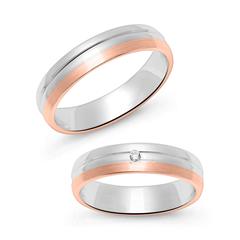 Unique Partnerringen In Sterling Zilver, Roségoud Verguld