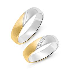 Unique Trouwringen In Sterling Zilver, Deels Verguld