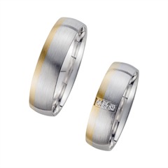 Unique Trouwringen Geel En Witgoud Met Diamanten Breedte 5,5 mm
