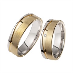 Unique Trouwringen Geel En Witgoud Met Diamanten Breedte 6 mm