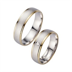 Unique Trouwringen Geel En Witgoud Met Diamant Breedte 5,5 mm