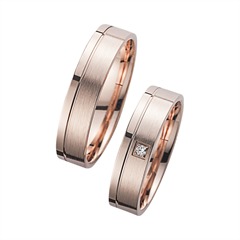 Unique Trouwringen Roségoud Met Diamant Breedte 5 mm