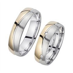 Unique Trouwringen Geel En Witgoud Met Diamanten Breedte 5,5 mm
