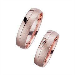 Unique Trouwringen Rood Goud Met Diamanten Breedte 5,5 mm