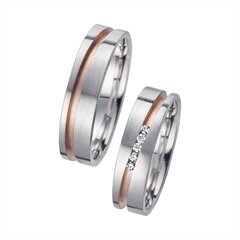 Unique Trouwringen Rood En Wit Goud Met Diamanten Breedte 5,5 mm
