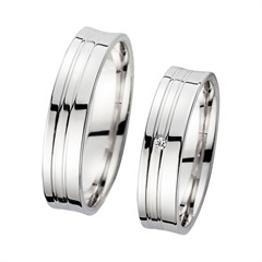 Unique Trouwringen Witgoud Met Diamant Breedte 5 mm