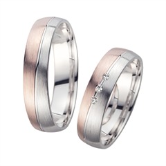 Unique Trouwringen Rood En Witgoud Met Diamanten Breedte 5 mm