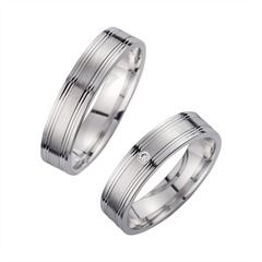 Unique Trouwringen Witgoud Met Diamant Breedte 5 mm