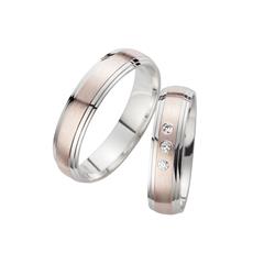 Unique Trouwringen Rood En Witgoud Met Diamanten Breedte 5 mm