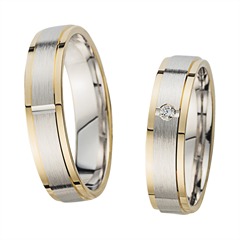 Unique Trouwringen Geel En Witgoud Met Diamant Breedte 5 mm