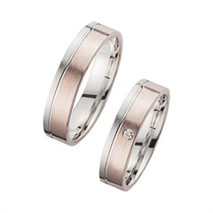 Unique Trouwringen Rood En Witgoud Met Diamant Breedte 5 mm