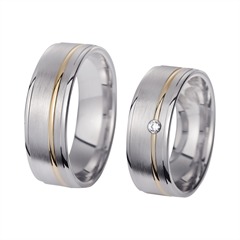 Unique Trouwringen Geel En Witgoud Met Diamant Breedte 7 mm