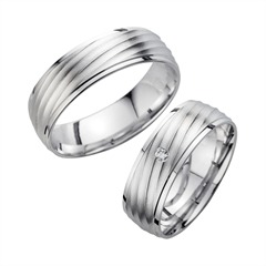Unique Trouwringen Witgoud Met Diamant Breedte 6,5 mm