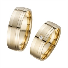 Unique Trouwringen Geelgoud Met Diamant Breedte 6,5 mm