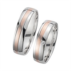 Unique Trouwringen Rood En Witgoud Met Diamant Breedte 5 mm