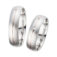 Unique Trouwringen Rood En Witgoud Met Diamant Breedte 5,5 mm