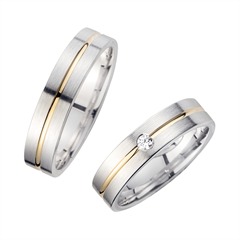 Unique Trouwringen Geel En Witgoud Met Diamant Breedte 5 mm