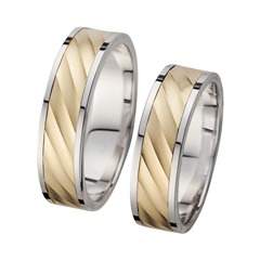 Unique Trouwringen Geel En Witgoud Met Diamant Breedte 6 mm