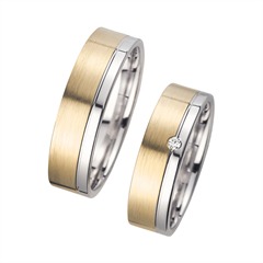 Unique Trouwringen Geel En Witgoud Met Diamant Breedte 6 mm