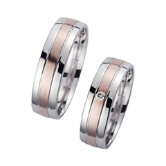 Unique Trouwringen Rood En Witgoud Met Diamant Breedte 6 mm