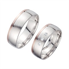 Unique Trouwringen Rood En Wit Goud Met Diamanten Breedte 6,5 mm