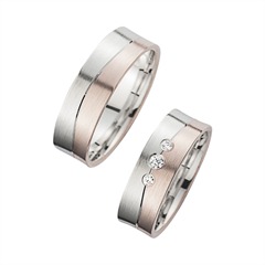 Unique Trouwringen Rood En Wit Goud Met Diamanten Breedte 6,5 mm