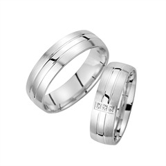 Unique Trouwringen Witgoud Met Diamanten Breedte 6 mm