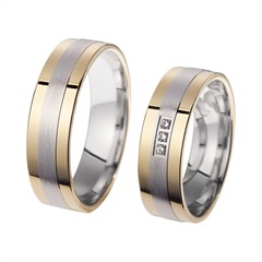 Unique Trouwringen Geel En Witgoud Met Diamanten Breedte 6 mm