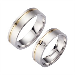 Unique Trouwringen Geel En Witgoud Met Diamant Breedte 6 mm