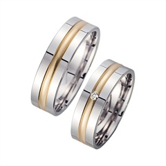 Unique Trouwringen Geel En Witgoud Met Diamant Breedte 6 mm