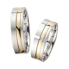 Unique Geel En Witgouden Trouwringen Met Diamant Breedte 6 mm