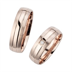Unique Trouwringen Roségoud Met Diamant Breedte 6 mm