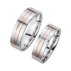 Unique Trouwringen Rood En Witgoud Met Diamanten Breedte 6 mm
