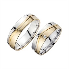 Unique Trouwringen Geel En Witgoud Met Diamant Breedte 6 mm
