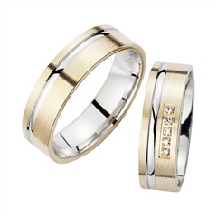 Unique Trouwringen Geel En Witgoud Met Diamanten Breedte 6 mm