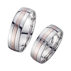 Unique Trouwringen Rood En Witgoud Met Diamanten Breedte 6 mm