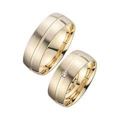 Unique Trouwringen Geelgoud Met Diamant Breedte 7 mm