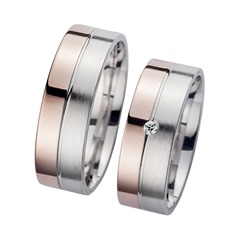 Unique Trouwringen Rood En Witgoud Met Diamant Breedte 7 mm
