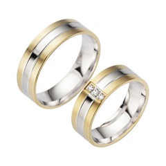 Unique Trouwringen Geel En Witgoud Met Diamanten Breedte 6,5 mm